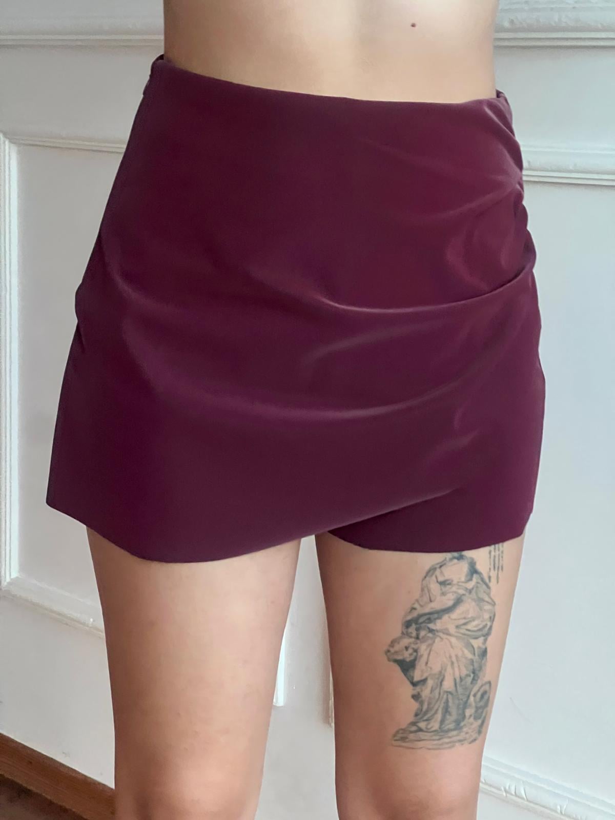 Süet Şort Etek 28062 Bordo