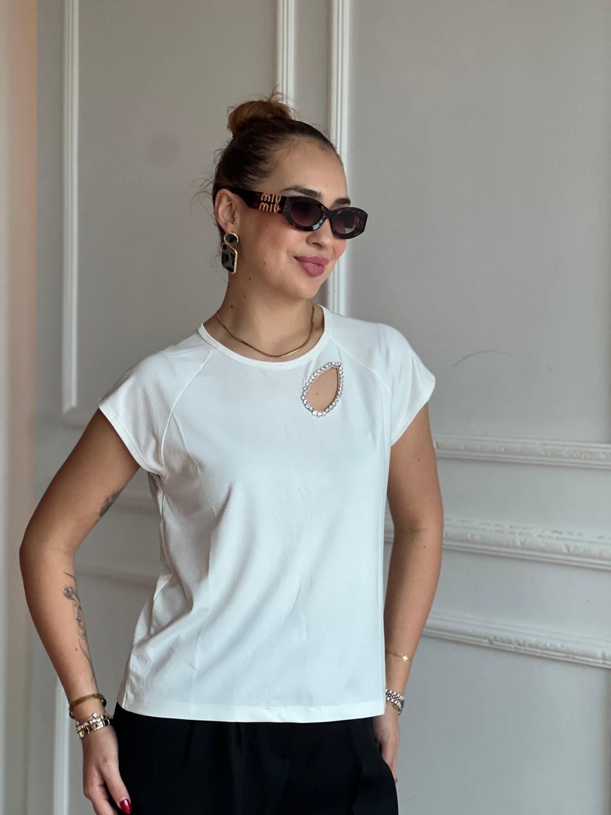 Taş Detaylı Pencereli Bluz 30668 Siyah