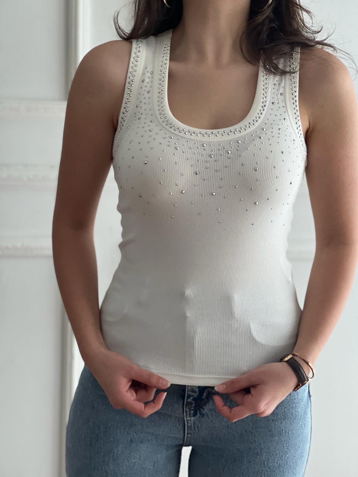 Taşlı Atlet 16125 Ekru