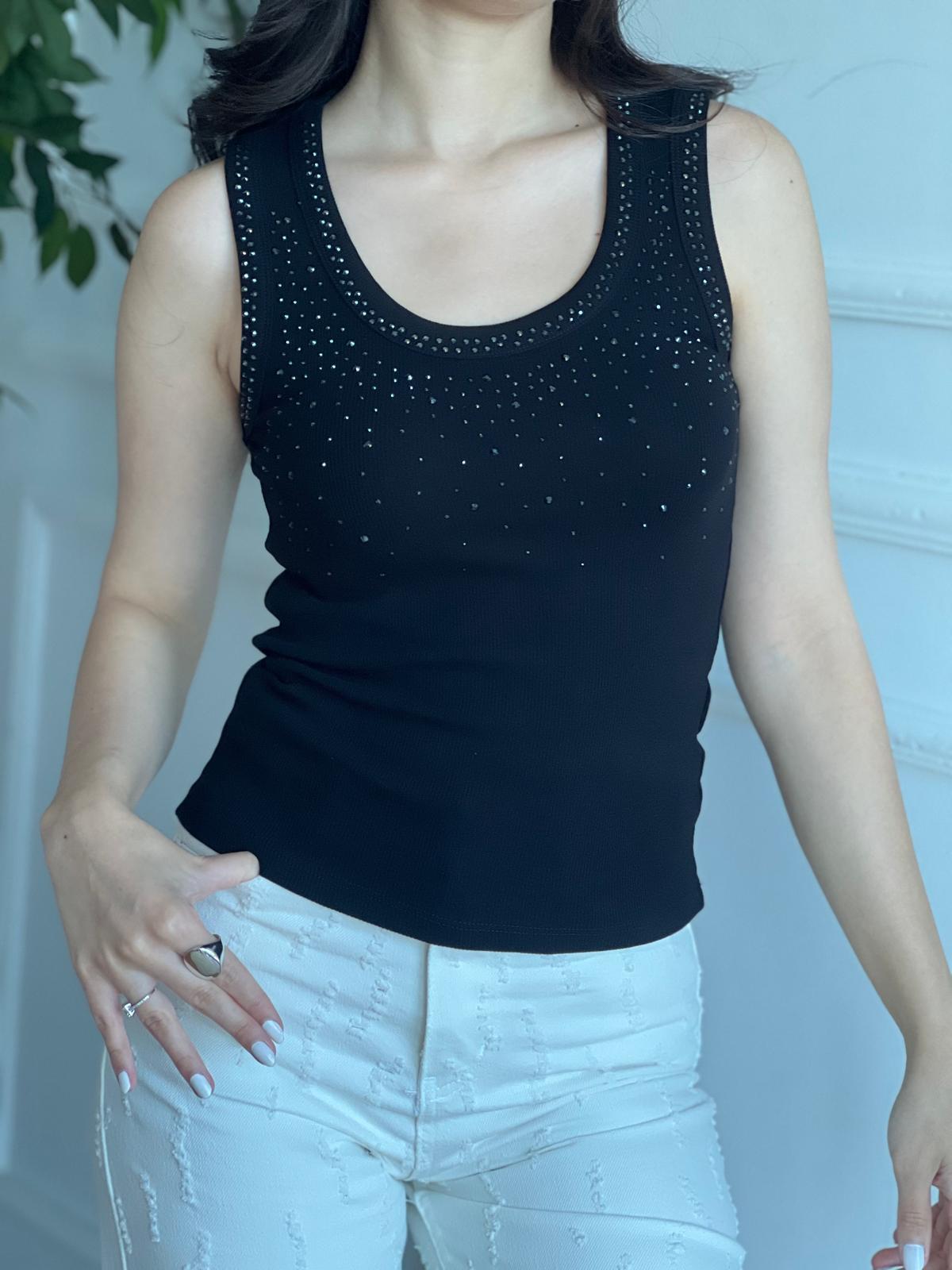 Taşlı Atlet 16125 Siyah