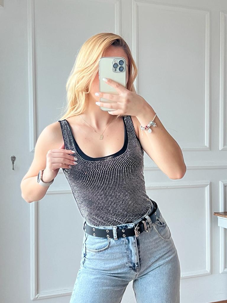 Taşlı Tül Top 20713 Siyah