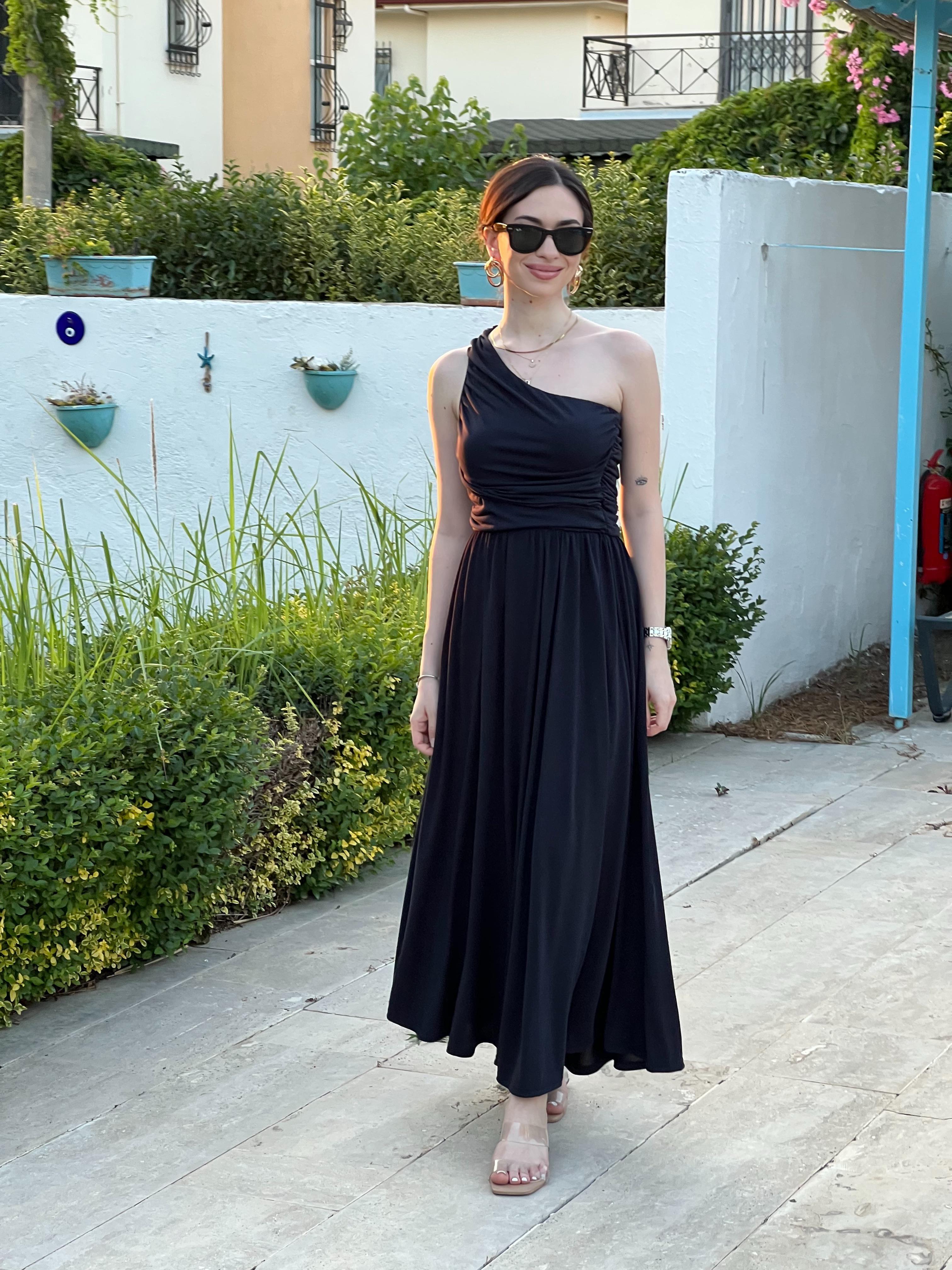 Tek Omuz Örme Elbise 2517225 Lacivert