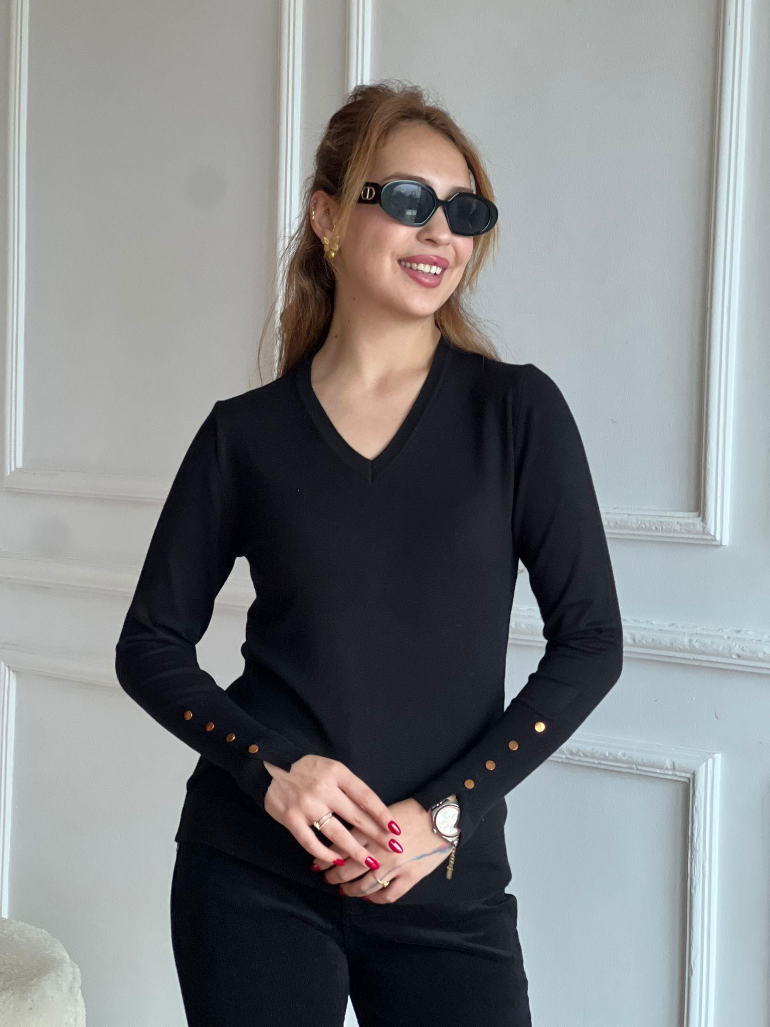 V Yaka Kazak 10295 Siyah