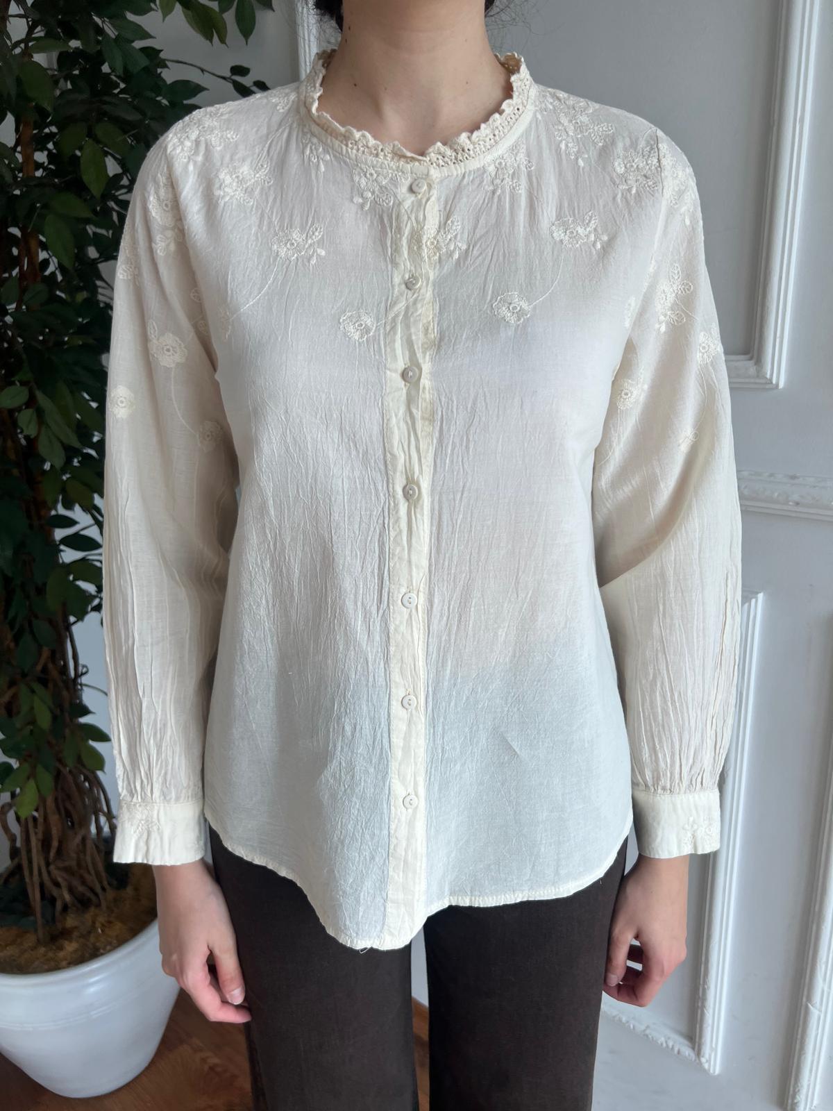 Yakası Fisto Şeritli Gömlek 25004 Bej