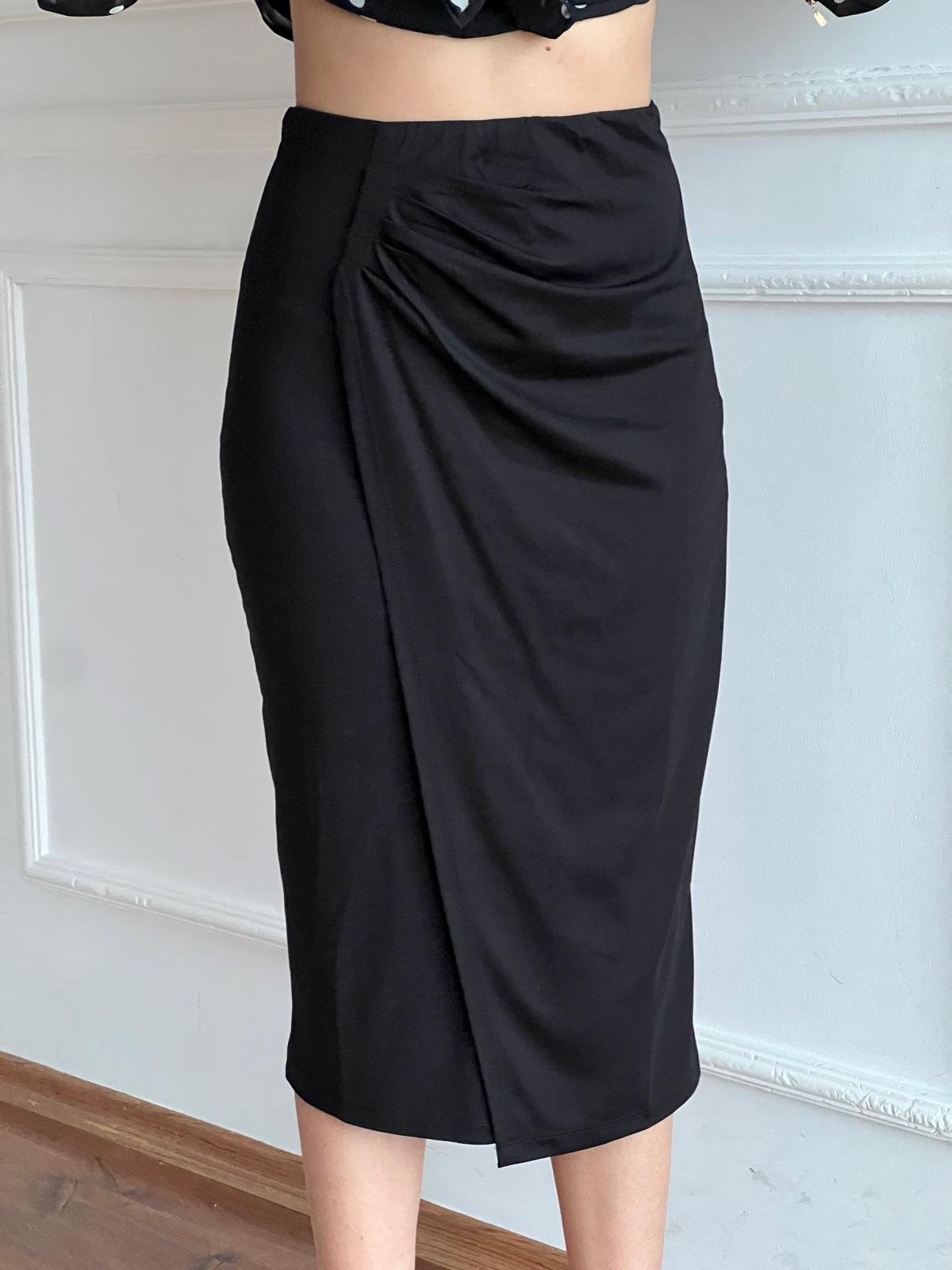 Yanı Büzgülü Etek 30779 Siyah