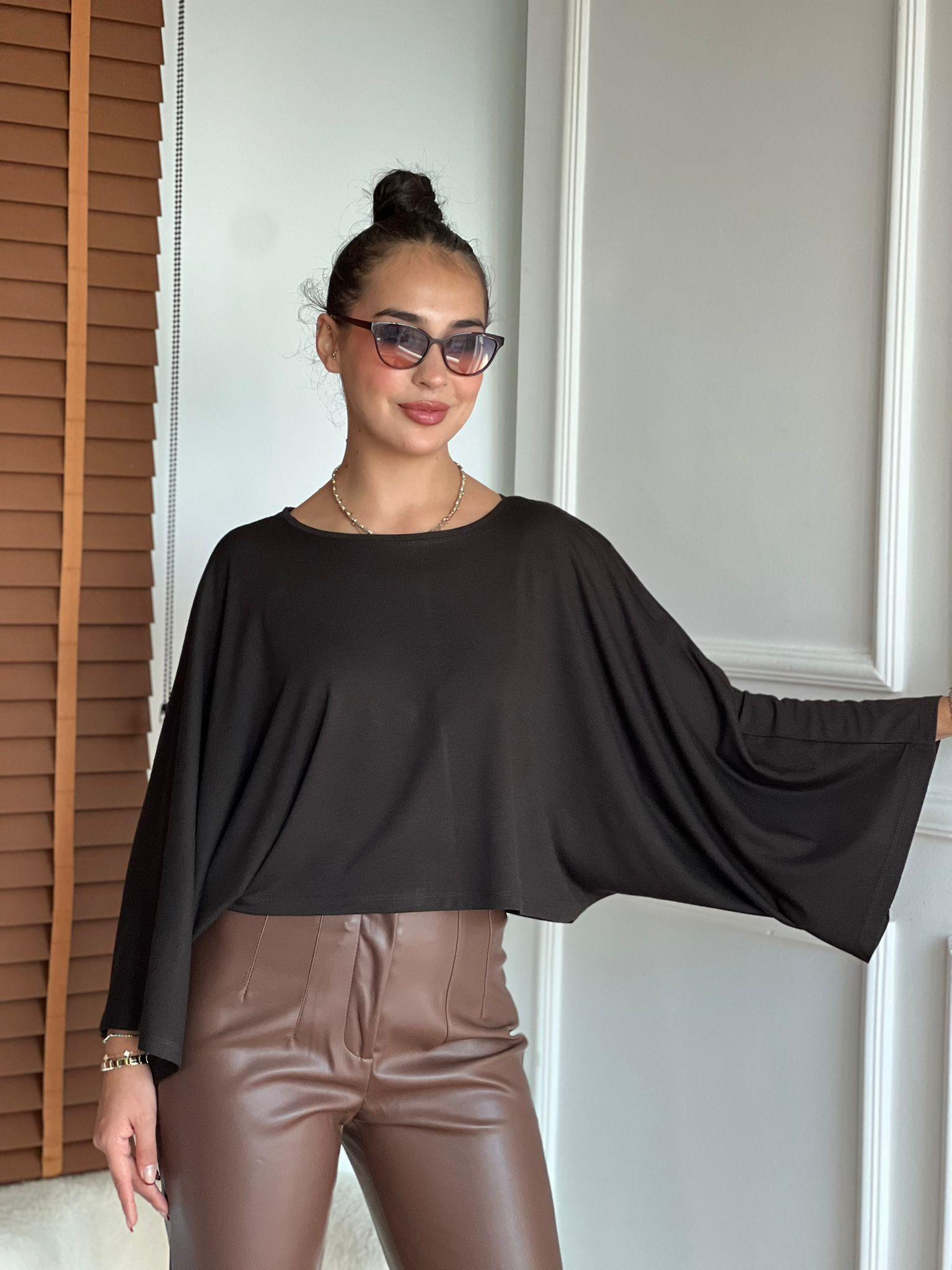 Yarasa Kol Bluz 32270 Koyu Kahve