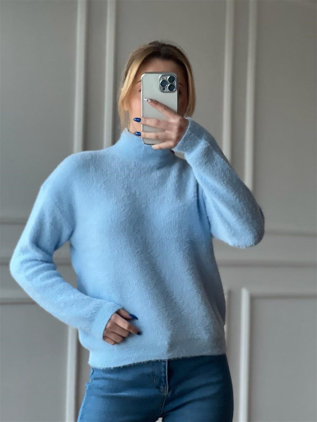 Yarım Balıkçı Yumoş Kazak 70131 Bebe Mavisi