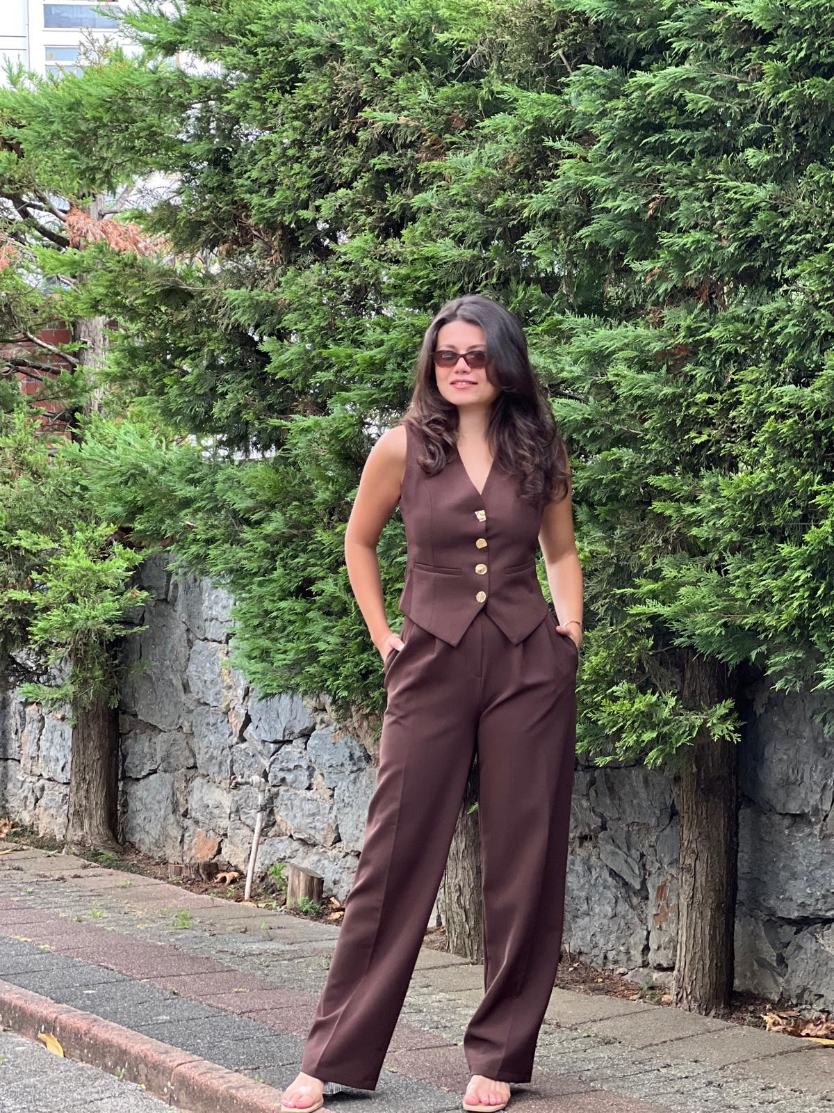 Yelek Pantolon Takım 247172 Kahverengi