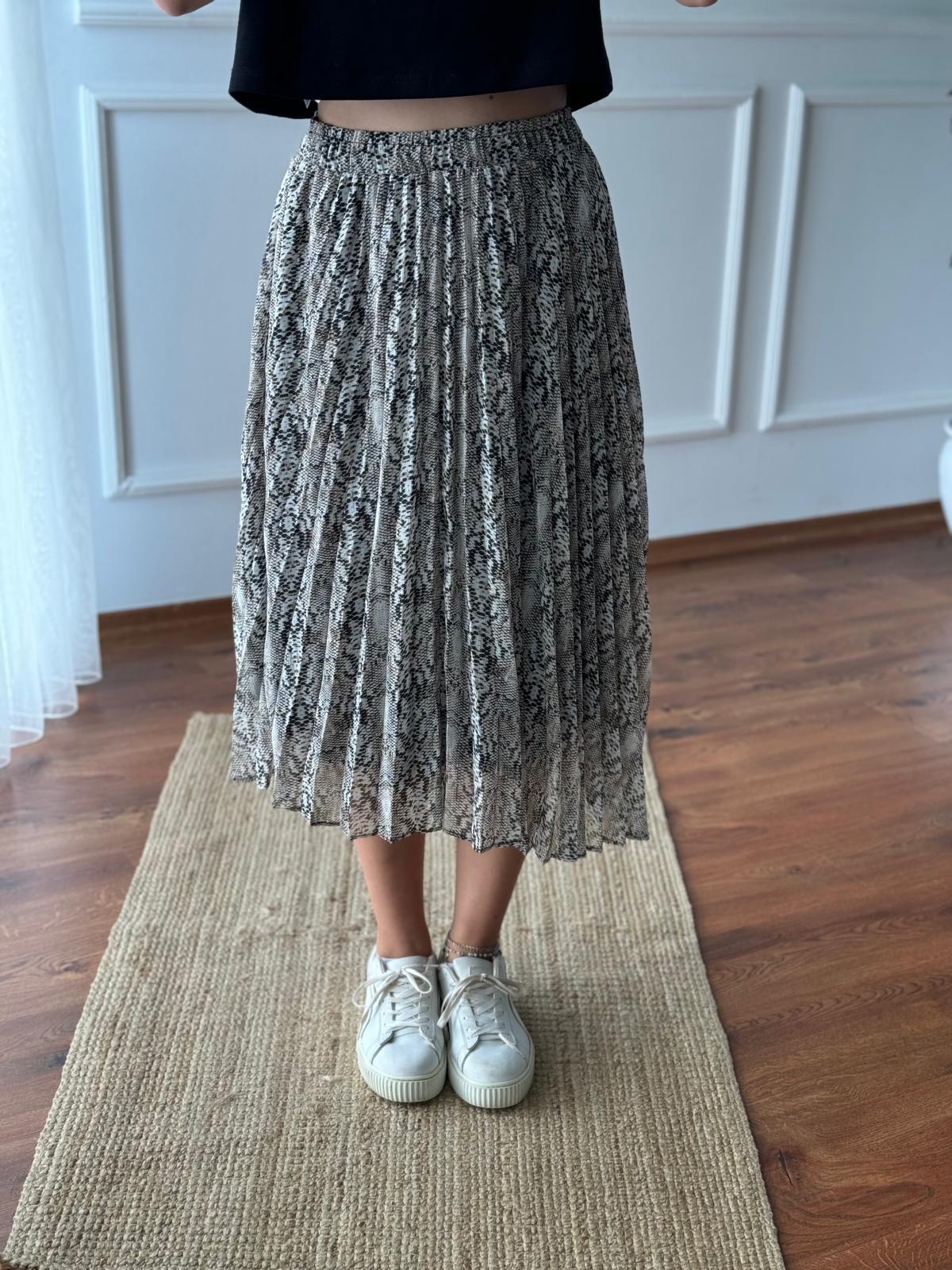 Yılan Desen Etek 28847 Kahverengi