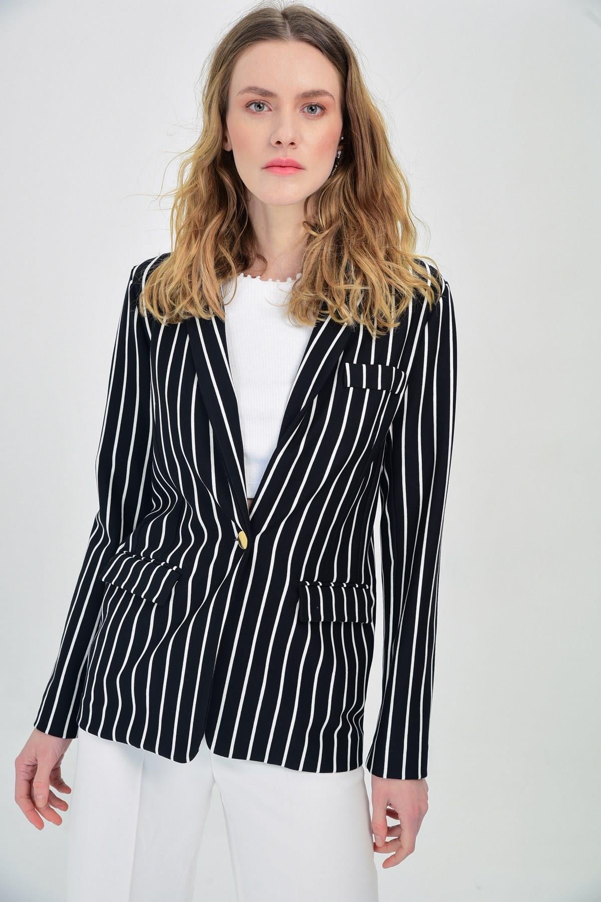 HN1442Çizgili Ceket