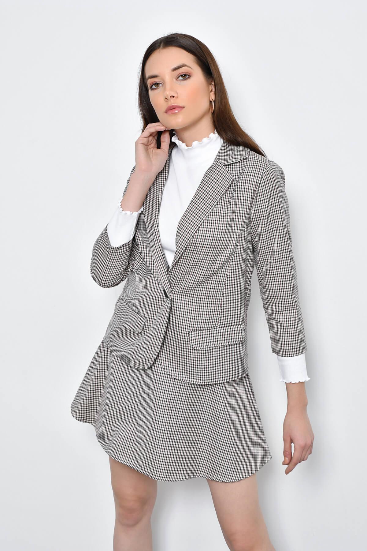 HN2183Klasik Kareli Ceket