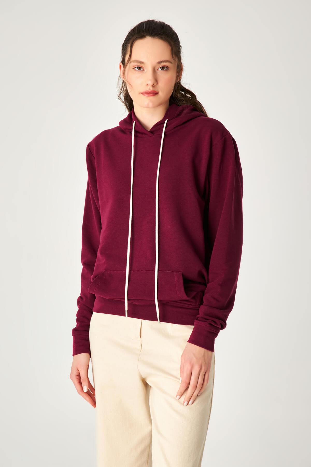 HN3952Kadın İp Detaylı Kapüşonlu Cepli Sweatshirt