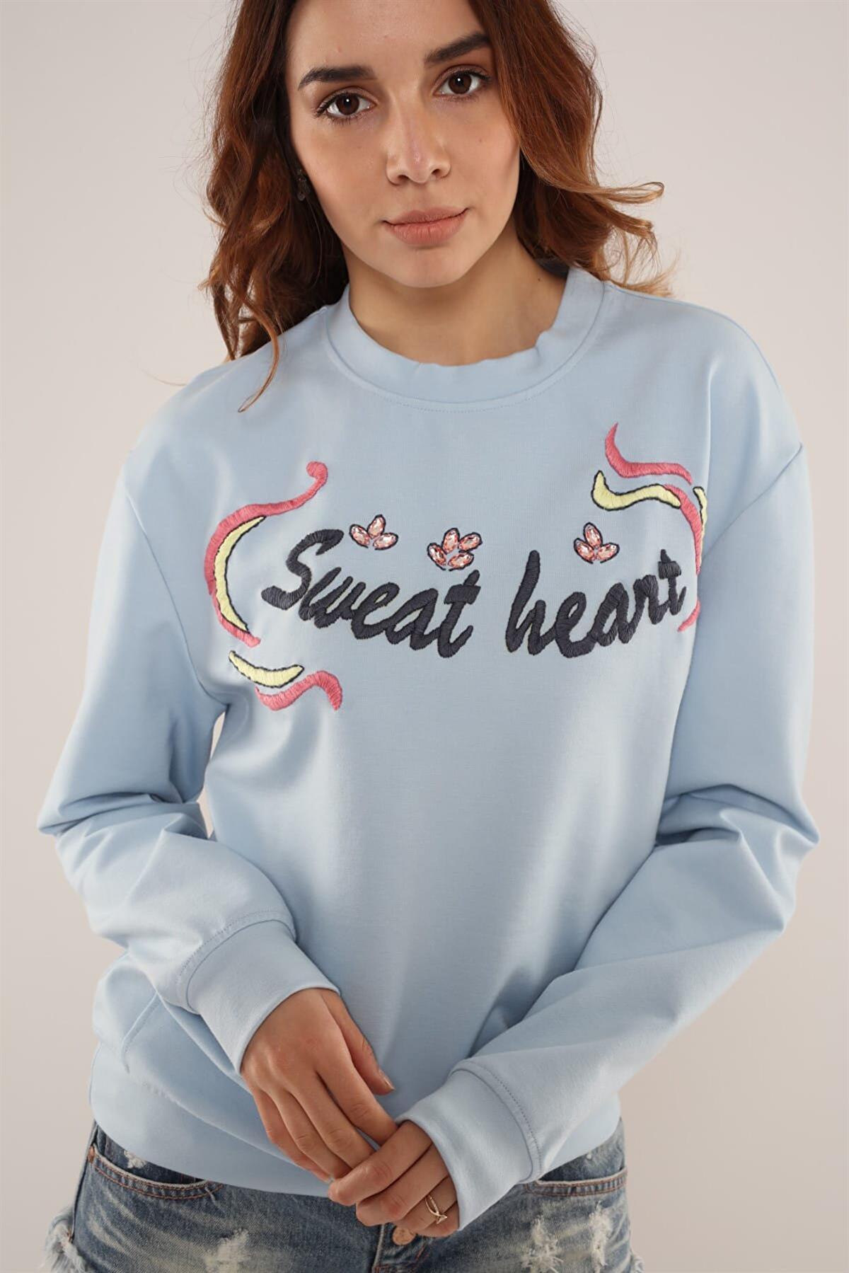 HN662Yazı Ve Nakış İşlemeli Sweat