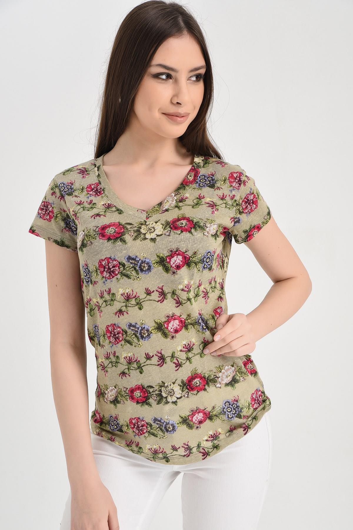 HN1377Basic V Yaka T-shirt