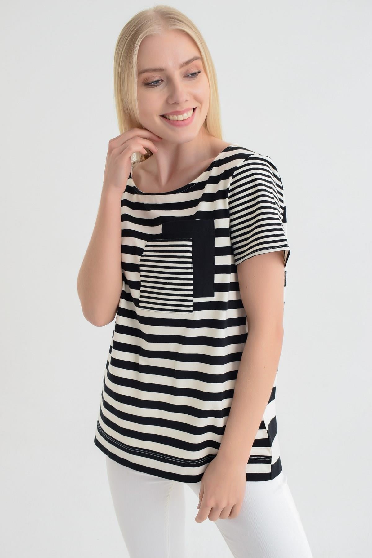HN1683Cep Detaylı Tshirt
