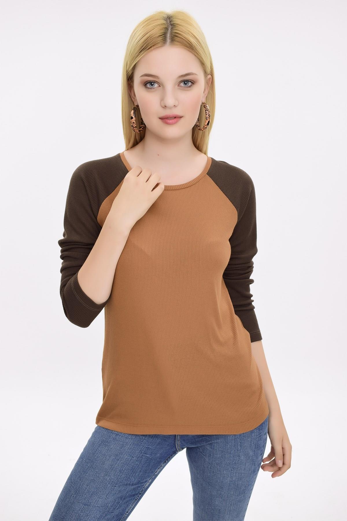 HN1966Reglan Kollu Ribanalı Bluz