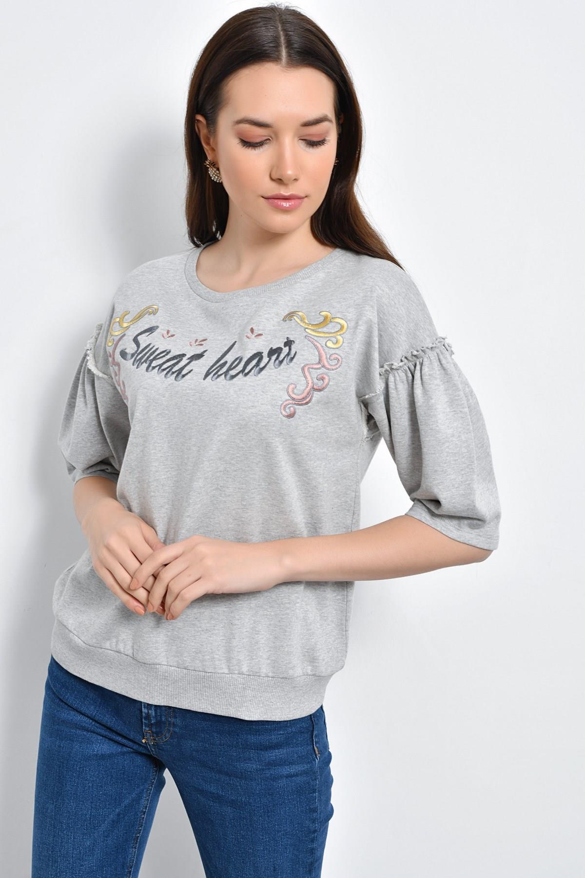 HN2283Nakışlı Sweatshırt