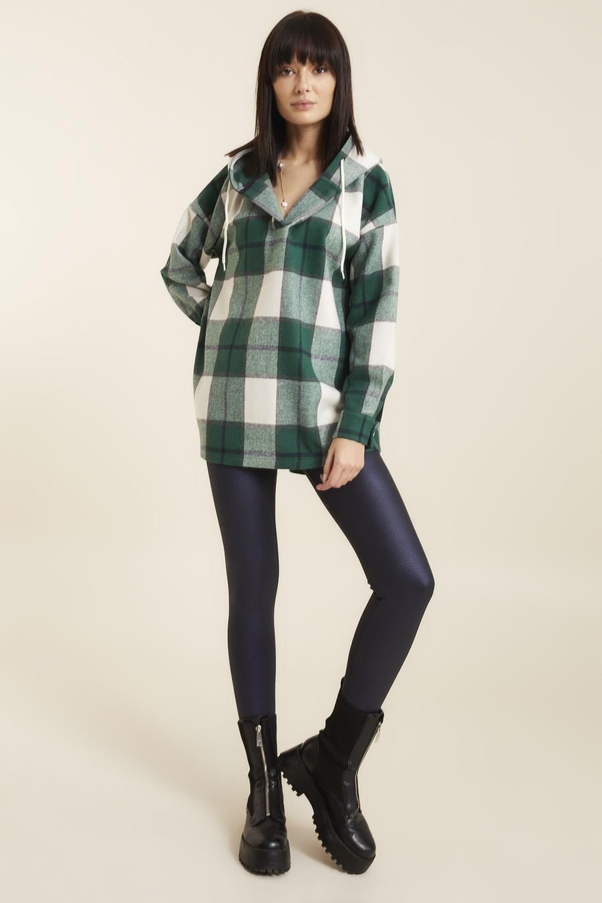 HN2896Kapüşonlu Oduncu Sweatshirt