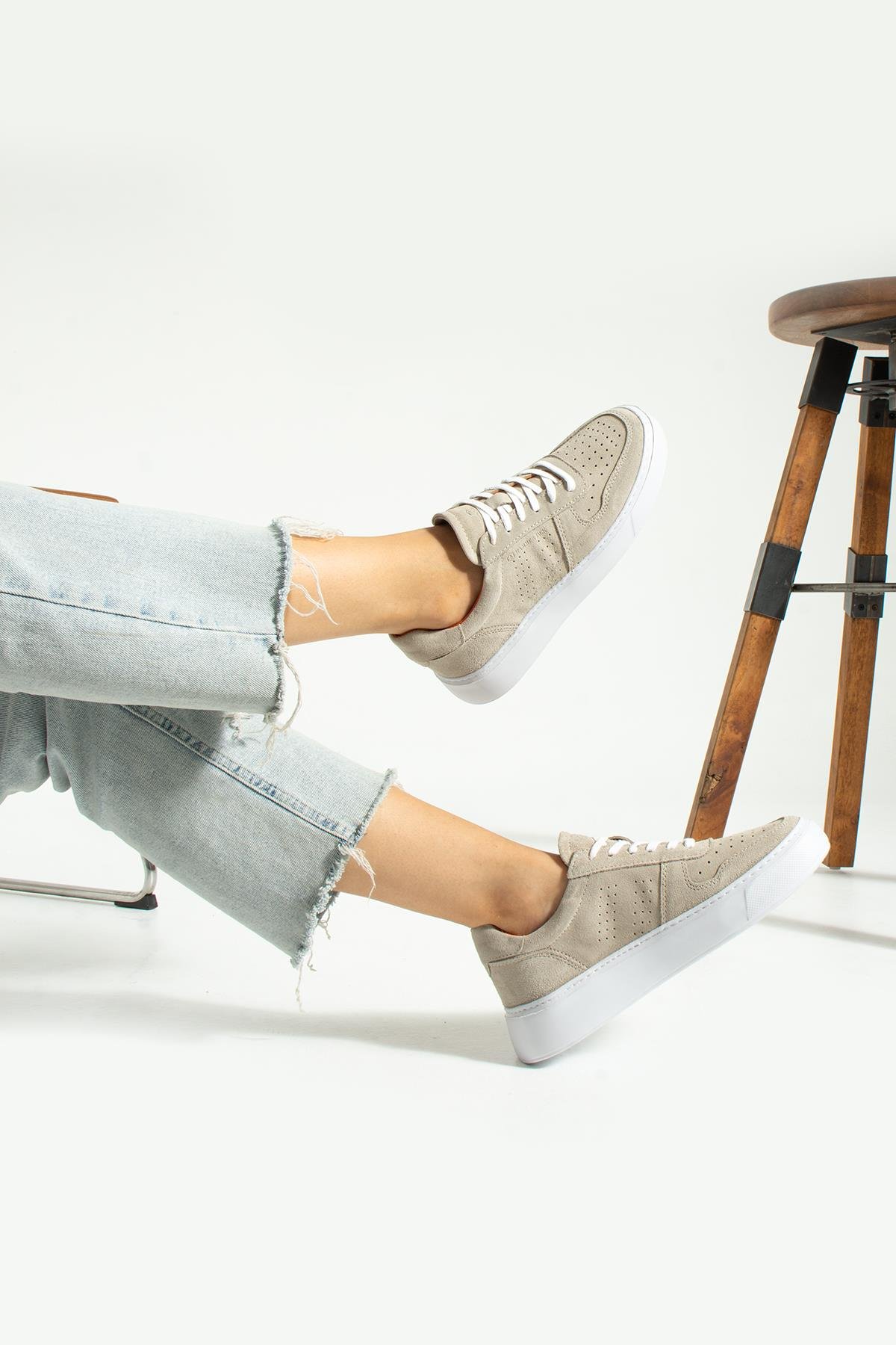 Hammer Jack Hakiki Deri Olgea Bej Süet Kadın Günlük Ayakkabı 