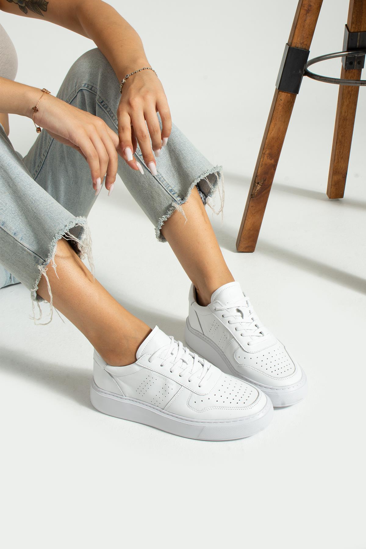 Hammer Jack Hakiki Deri Olgea Beyaz Kadın Ayakkabı 