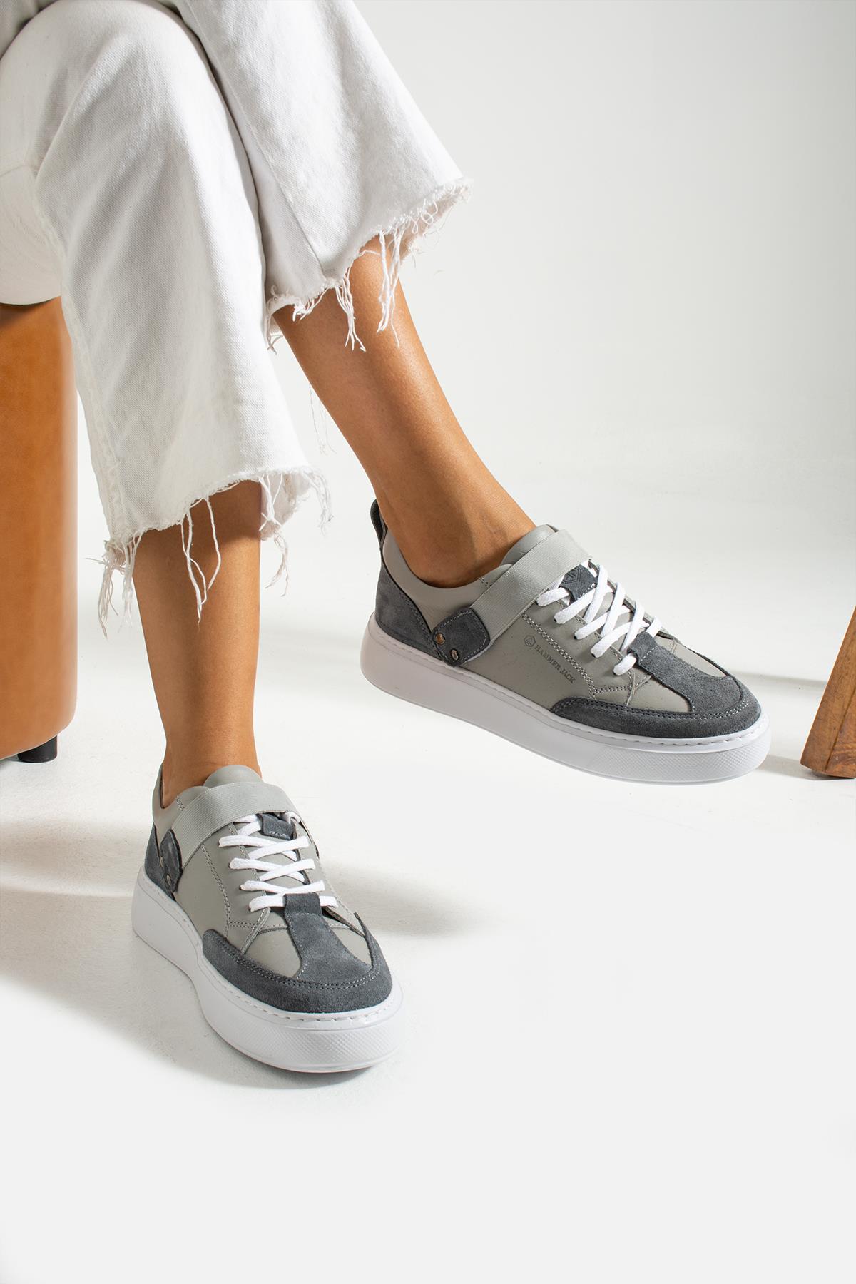 Hammer Jack Bonde Hakiki Deri Gri Kadın Ayakkabı 