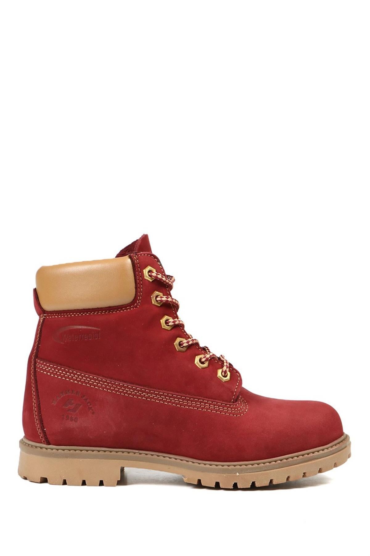 Hammer Jack Hakiki Deri Bordo Nubuk Unisex Bot 