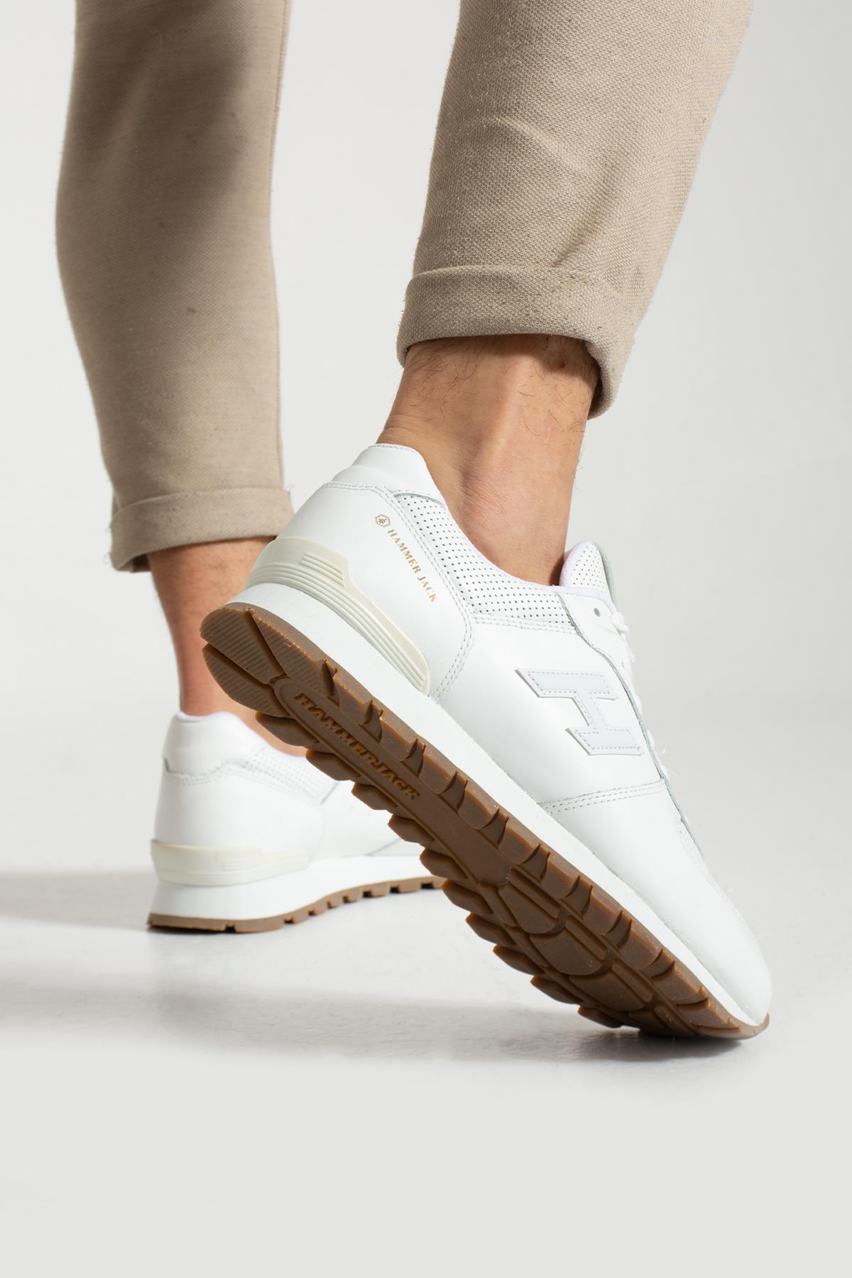 Hammer Jack Peru Hakiki Deri Beyaz Krep Erkek Spor Ayakkabı 