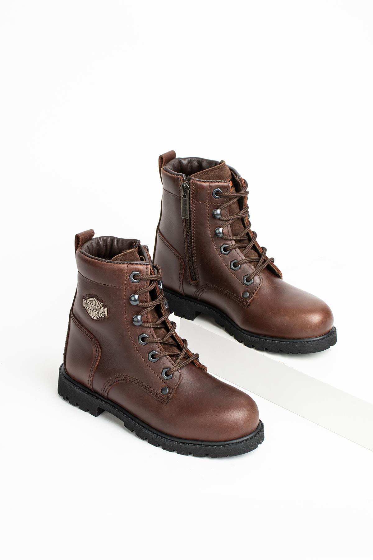 Harley Davidson Jımmy Hakiki Deri Kahverengi Çocuk Bot 