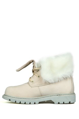 Caterpillar Utah Hakiki Deri Bej Nubuk Kadın Bot