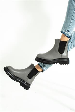 Hammer Jack Diana Hakiki Deri Gri Nice Outdoor Kadın Bot 