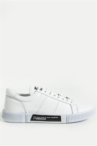 Hammer Jack Basel Hakiki Deri Beyaz Siyah Erkek Günlük Ayakkabı 