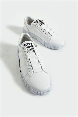 Hammer Jack Basel Hakiki Deri Beyaz Siyah Erkek Günlük Ayakkabı 