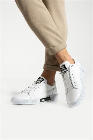 Hammer Jack Basel Hakiki Deri Beyaz Siyah Erkek Günlük Ayakkabı 