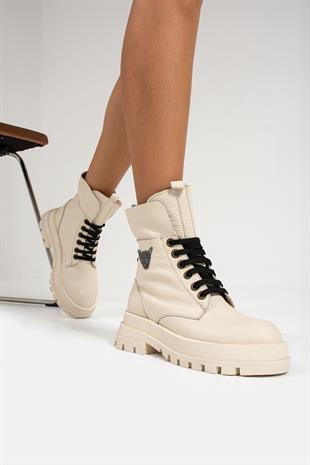 Hammer Jack Lenora Hakiki Deri Bej Kadın Bot