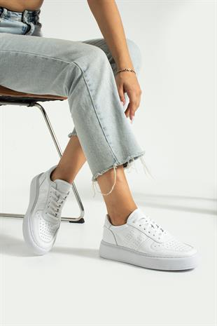 Hammer Jack Hakiki Deri Olgea Beyaz Kadın Ayakkabı 