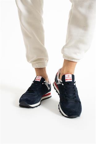 Hammer Jack Chile Hakiki Deri Lacivert-Kırmızı Erkek Spor Ayakkabı 