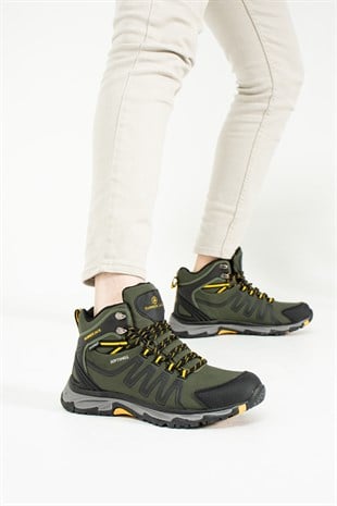 Hammer Jack Faron Su Geçirmez Hakiki Deri Haki Sarı Outdoor Erkek Bot 