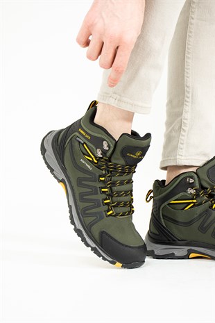 Hammer Jack Faron Su Geçirmez Hakiki Deri Haki Sarı Outdoor Erkek Bot 