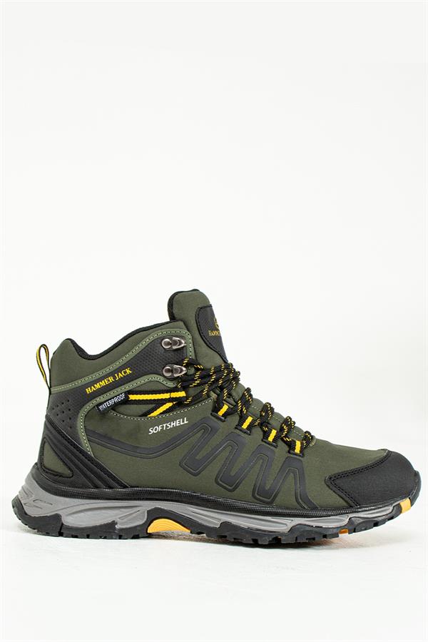 Hammer Jack Faron Su Geçirmez Hakiki Deri Haki Sarı Outdoor Erkek Bot 