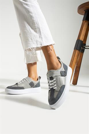 Hammer Jack Bonde Hakiki Deri Gri Kadın Ayakkabı 