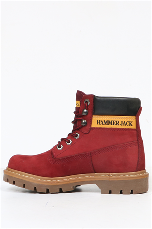 Hammer Jack Hakiki Deri Bordo Nubuk Kadın Bot