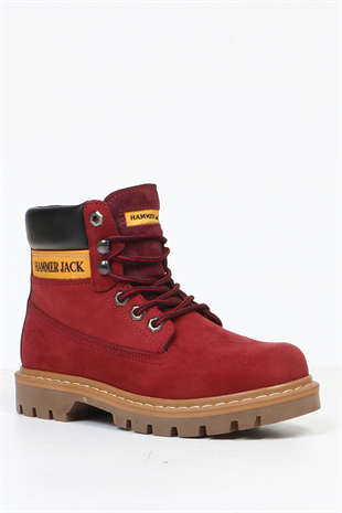 Hammer Jack Hakiki Deri Bordo Nubuk Kadın Bot