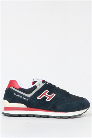 Hammer Jack Chile Hakiki Deri Lacivert-Kırmızı Kadın Spor Ayakkabı 