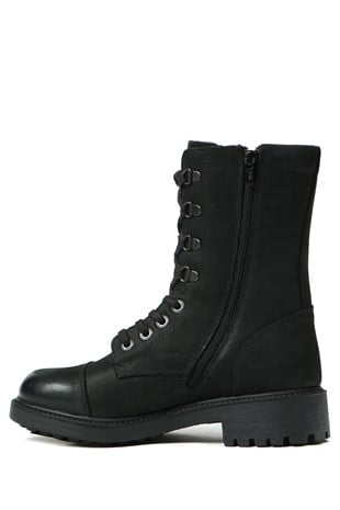 Hammer Jack Hakiki Deri Siyah Yıkama Nubuk Outdoor Kadın Bot
