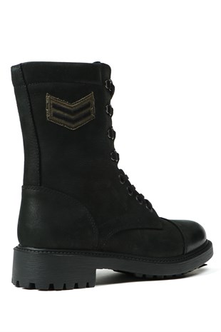 Hammer Jack Hakiki Deri Siyah Yıkama Nubuk Outdoor Kadın Bot