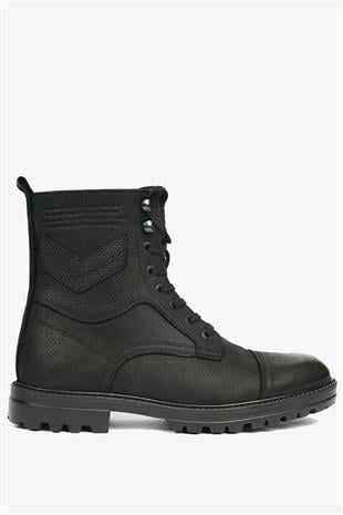 Hammer Jack Hakiki Deri Siyah Yıkama Nubuk Erkek Bot 