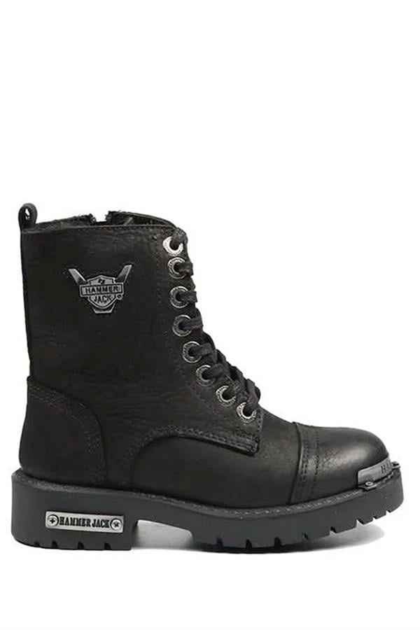 Hammer Jack Hakiki Deri Siyah Yıkama Nubuk Erkek Çocuk Bot 