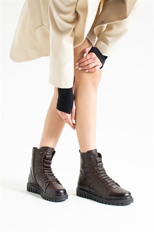 Hammer Jack Hakiki Deri Kahverengi Outdoor Kadın Bot 