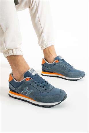 Hammer Jack Peru Hakiki Deri Kot Mavi-Turuncu Erkek Spor Ayakkabı 
