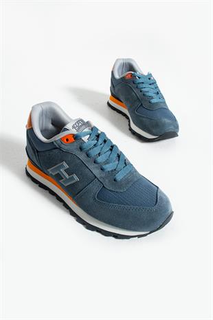 Hammer Jack Peru Hakiki Deri Kot Mavi-Turuncu Kadın Spor Ayakkabı 